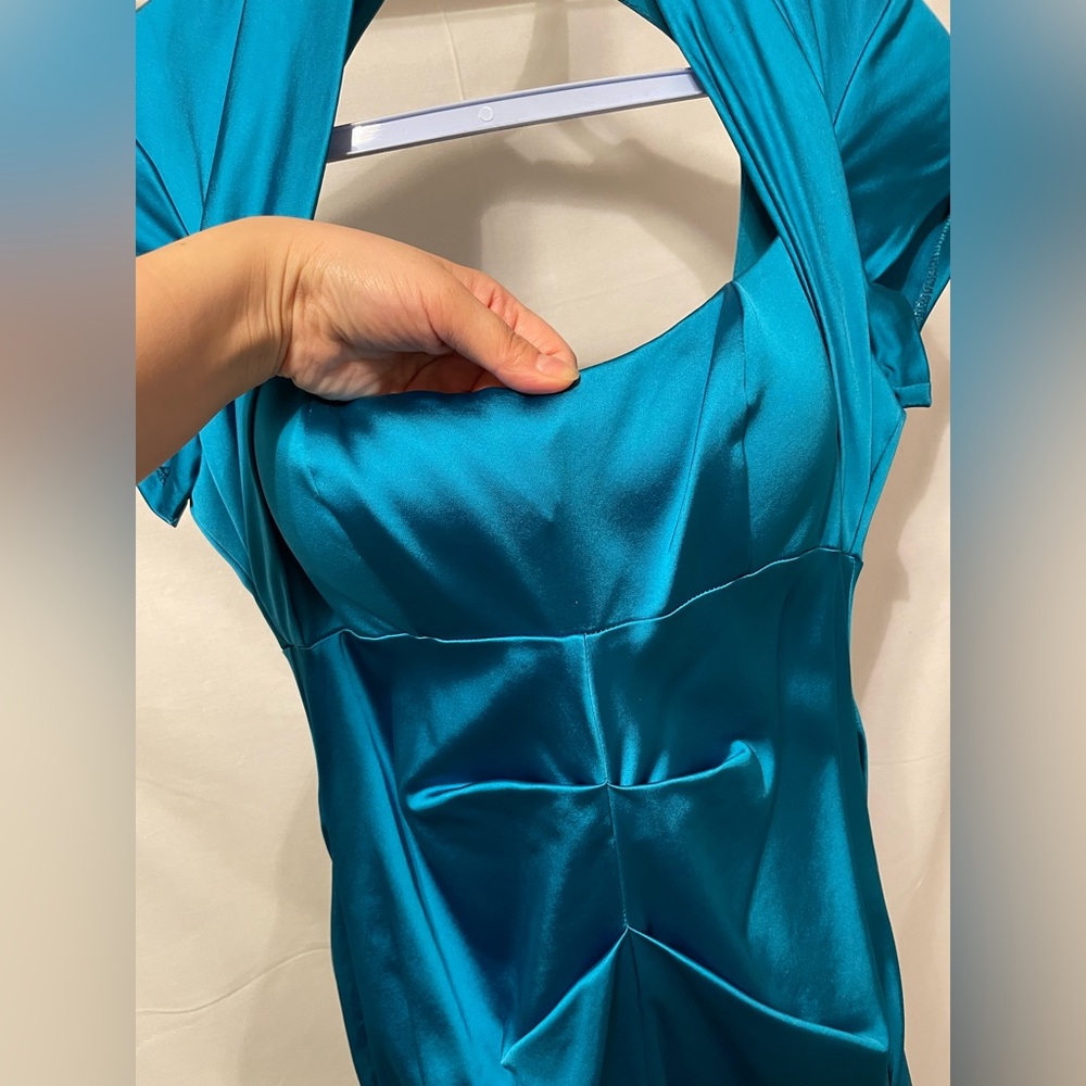 Blue silky dress for women